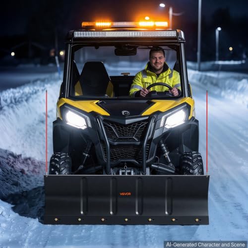 VEVOR Snow Plow Kit 48 in Universal Plow Attachment 3 Mount Options Black - size: 48in, with Reflective Rods