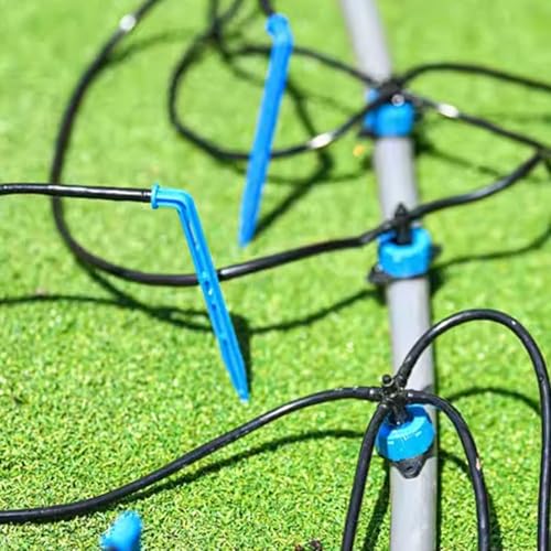 15Pcs 90 Degree Micro Drip Irrigation Kit 4/7mm Hose Garden Curved Arrow Water Saving Drip Irrigation Tool Irrigation System (Blue) - color: Blue