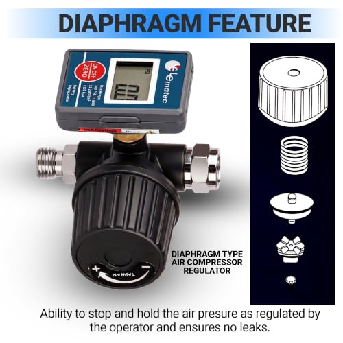 LE LEMATEC Digital Air Regulator & Gauge for Spray Paint Gun, HVLP, 160 PSI - style: Diaphragm Valve Version