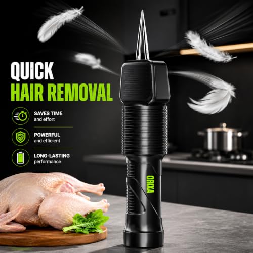 ORIXA Heavy-Duty Electric Chicken Plucker, High-Power Cordless Poultry Feather Remover with Auto-Adjusting 304 Stainless Steel Tweezer Head, Rechargeable for Chicken, Duck & Goose