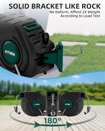 Retractable Garden Hose Reel 1/2 Inch x 100 ft,Automatic Slow Rewind System