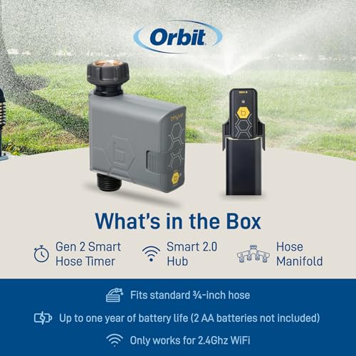 Orbit 21207 B-hyve Gen 2 Smart Hose Watering Timer, 4-Pack with Wi-Fi Hub and Hose Y Splitter - size: 4-Pack