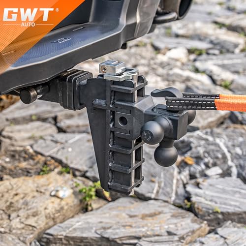 GWTAUTO Adjustable Trailer Hitch with Hook, Tri-Ball (1-7/8" x 2" x 2-5/16") Drop Hitch, Fits 2-Inch Receiver, 6 Inch Drop Hitch, 17000 LBS GTW Tow Hitch for Heavy Duty Truck, Solid Ball Mount - size: 2.0 Inch
