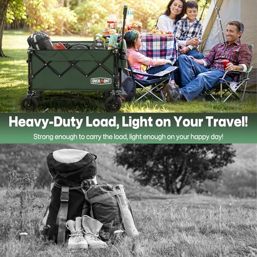 Overmont Ultra-Compact Collapsible Wagon Cart - 200L Utility with Big Wheel - color: Green, size: 360LBS