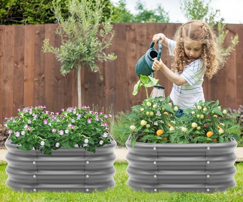 Besebay 2-Pack 2x1ft Galvanized Raised Garden Bed, Outdoor Planter Bed, - color: Dark Grey, size: 2x2x1ft-2Pack