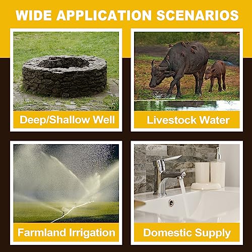 WASSERMANN 4" Deep Well Submersible Pump with 10FT Cable,1HP,115V/60HZ,34GPM,196FT Head,Stainless Steel Single-Phase Water Well Pump for Cities Farmland Irrigation and Home Use - style: 1HP-115V-60HZ