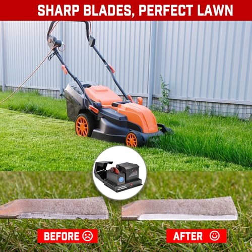 7" Lawn Mower Blade Sharpener Bench Grinder with Ceramic Wheel,Black - color: Black