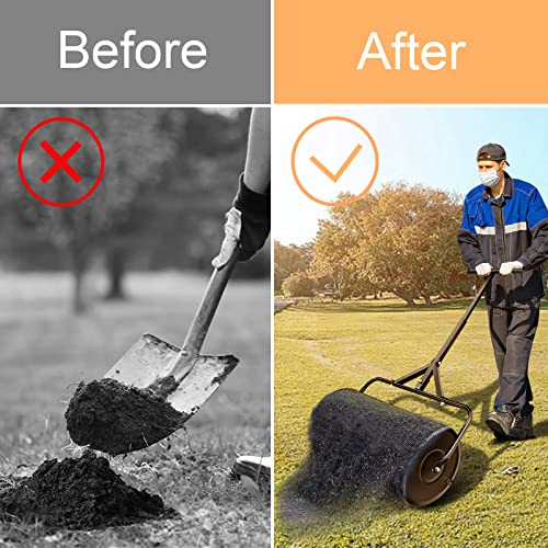 Timati Lawn & Garden Spreaders-24 inch Heavy Duty Metal Mesh Roller Push/Tow Spreader - Compost, Peat Moss, Top Soil, Mulch-Garden & Lawn Care - Walk and Push Basket Sifter for Yard (T-L-Black) - style: T-L-BLACK