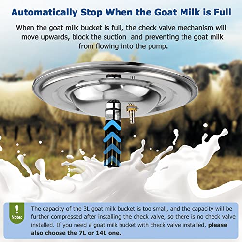 2026 Upgrade 7L Goat Milking Machine, Continuously Adjustable Suction Pulsation Vacuum Electric Milker, Portable Livstock Milking Machine with Stainless Bucket(US Plug)(7L Goat) - size: 7L Adjustable Sheep Milking Machine