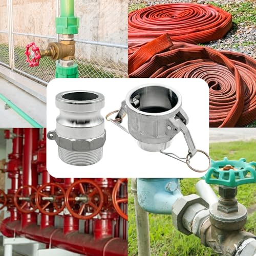SAFBY 2PCS Type B, Type F, Aluminum Cam Lock Fittings Cam Groove Fitting Camlock Fittings, Male and Female Adapter Male NPT Thread with Whip Stop Hose Restraint - size: 2 inch B+F