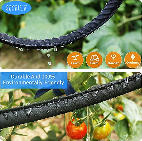 Secbulk 2026 Flat Soaker Hose 75 ft with Stakes for Garden, 75ft Linkable Drip Hose Diy Garden Irrigation System Saving 80% Water, Dual-layer Leak-free Design Water Hose with Holes - size: 75ft