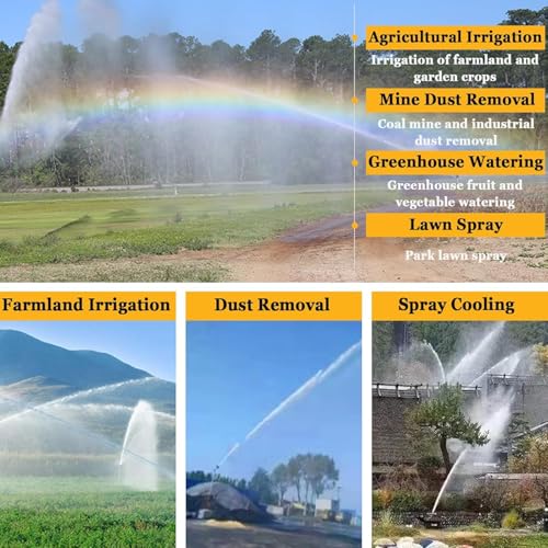 Farm Irrigation Sprinkler, 2" Impact Sprinkler with Pressure Gauge, 360° Rotary Large Area Watering Spray, 3-8bar Work Pressure, for Farmland, Farm Irrigation, Industrial Dust Removal