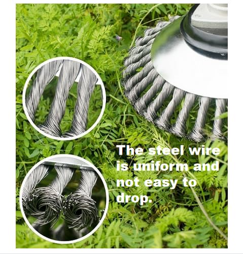8 Inch Unbreakable Wired Trimmer Blade, Wire Cutter Trimmer Head, Wire Rotary Brush Weed Eater Head for Weeding, Moss & Rust Removal with Universal Adapter Kit