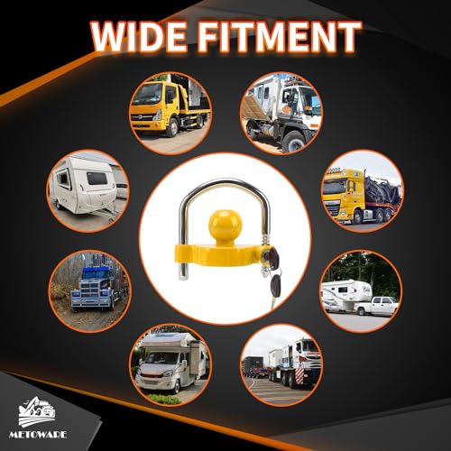 METOWARE Trailer Coupler Lock, Fit 1-7/8", 2", 2-5/16" Coupler, Yellow - color: Yellow, size: 1 PACK