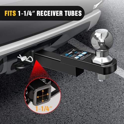 Nilight Trailer Hitch Mount with 2 Inch Trailer Ball Fits 1-1/4" Receiver - size: 2" Ball & 1-1/4" Receiver