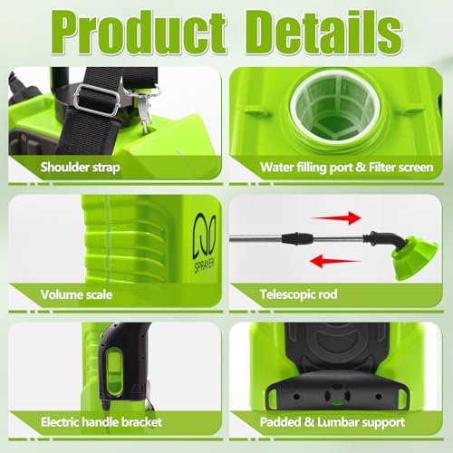 Battery Powered Backpack Sprayer 3 Gallon, Electric Garden Sprayer in Lawn