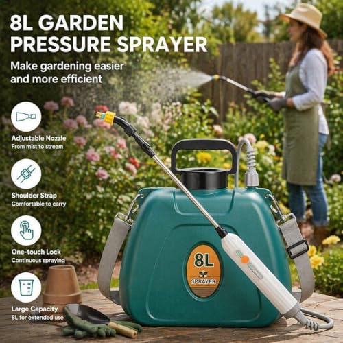 2 Gallon Battery Sprayer with 2 Speeds & Telescopic Wand