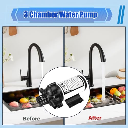 115V AC Industrial Pressure Water Pump 4.0GPM 45PSI Demand Diaphragm Pump,Fresh Water Pump fit for Agricultural Spraying,Yacht,Garden,RV,Shower,Sprayer Include Garden Hose Adapters - color: Black1