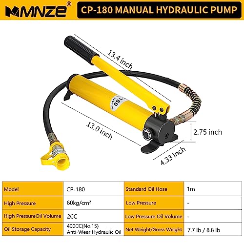 20T 13mm/0.51" Stroke Hydraulic Cylinder Jack Sets Mini Hydraulic Ram Jack Porta Power Kits Retract Automatically Split Hydraulic Single Acting Lifting Cylinders with CP-180 Hydraulic Hand Pump - size: 20T, 13mm/0.51" Stroke + CP-180 Pump