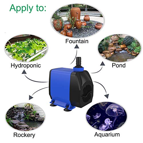 Knifel Submersible Water Pump 1056GPH Pond Pump for Fountains - size: 1056GPH Adjustable flow