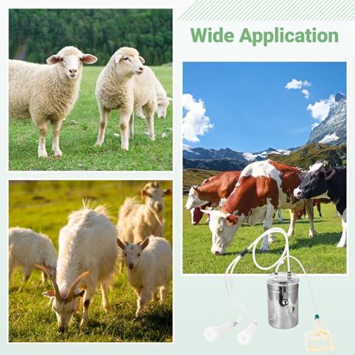 Manual Milking Machine, 2L Effort-Saving Goat Milking Device, Sheep Cow Hand Vacuum Pump Goat Cow Milking Machine, Portable Milking Kit for Milk Plant Farm