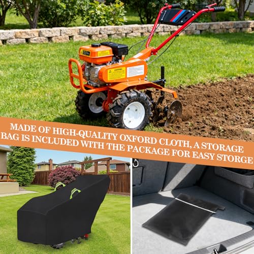 Klmnop Rototiller Cover Waterproof 420D Oxford Fabric Universal Fit for Rear Tine Tiller Accessories 46L x 22W x 17H(Front) Dustproof UV Resistant Tear-Resistant Protective(Black)