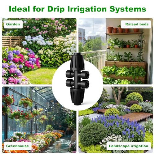 1/2 Inch to 1/4 Inch Barbed Tee Connectors, Drip Irrigation Reducing T Fittings for Main Line to Branch Line Conversion, Quick-Install Leak-Free Irrigation Connectors, 6 Pack - style: 1/2 Inch to 1/4 Inch Connectors