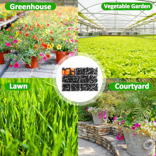 280 Pcs Barbed Connectors Irrigation Fittings Kit, Drip Irrigation Barbed Parts 1/4'' Tubing Kit for Garden Lawn (Nozzles, Nozzle Tees, Single Barbs, Couplings, Tees, Elbows, Plugs, Crosses) - size: 1/4 Inch Fittings-280P