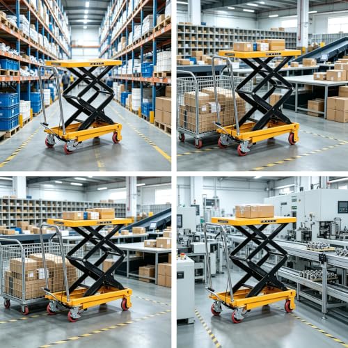 330LBS Hydraulic Lift Table Cart Lift, Double Scissor Lift Table