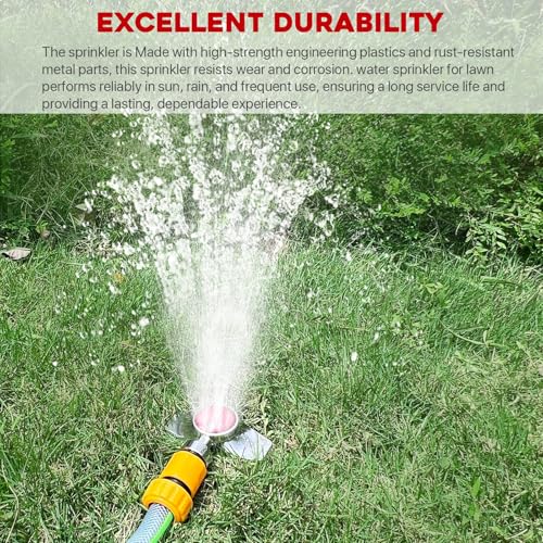 3Pack 360° Metal Spot Sprinklers for Lawn Garden Yard 30FT Red | Durable Outdoor Metal Build, Gentle Water Flow, Water-Efficient Long-Distance Irrigation, Perfect for Yards and Landscapes - color: Red