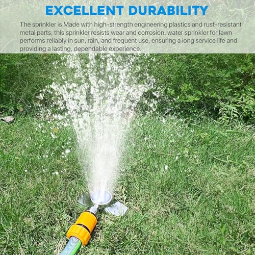 3Pack 360° Metal Spot Sprinklers for Lawn Garden Yard 30FT Blue | Durable Outdoor Metal Build, Gentle Water Flow, Water-Efficient Long-Distance Irrigation, Perfect for Yards and Landscapes - color: Blue