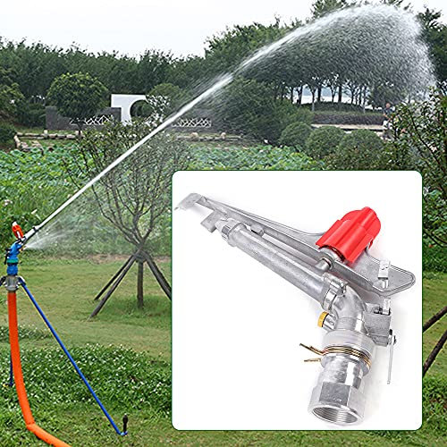 1.5 inch Agriculture Irrigation Spray Gun, 360°Adjustable Irrigation Sprinklers 2 Spray Nozzles Large Area Lawn Sprinkler for Farms
