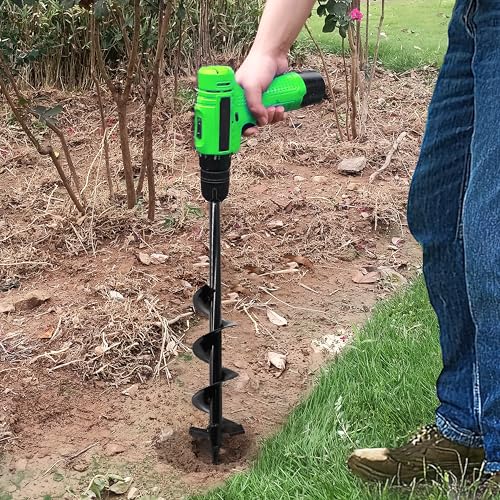 Auger Drill Bit for Planting - 4"X24" Heavy-Duty Auger Post Hole Digger for Fence- 3/8" Hex Drive Drill