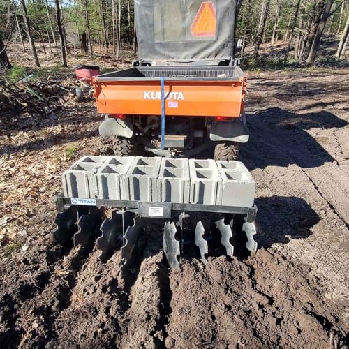 Titan Attachments 4 FT Tow-Behind Notched Disc Harrow Plow Attachment for 2" Towball Hitch ATV and UTV, 14" Concave Discs for Tilling, Loosening/Lifting Soil, Braking Up Weeks, Roots, Crop Debris