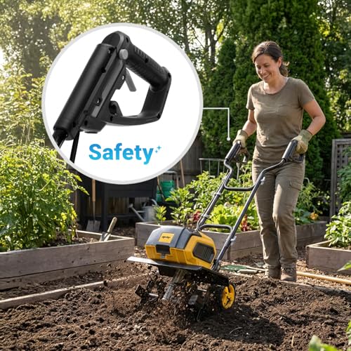 Brushless Dual Battery Powered Tiller Compatible with Dewalt 20V Battery - style: Yellow-40V No Battery