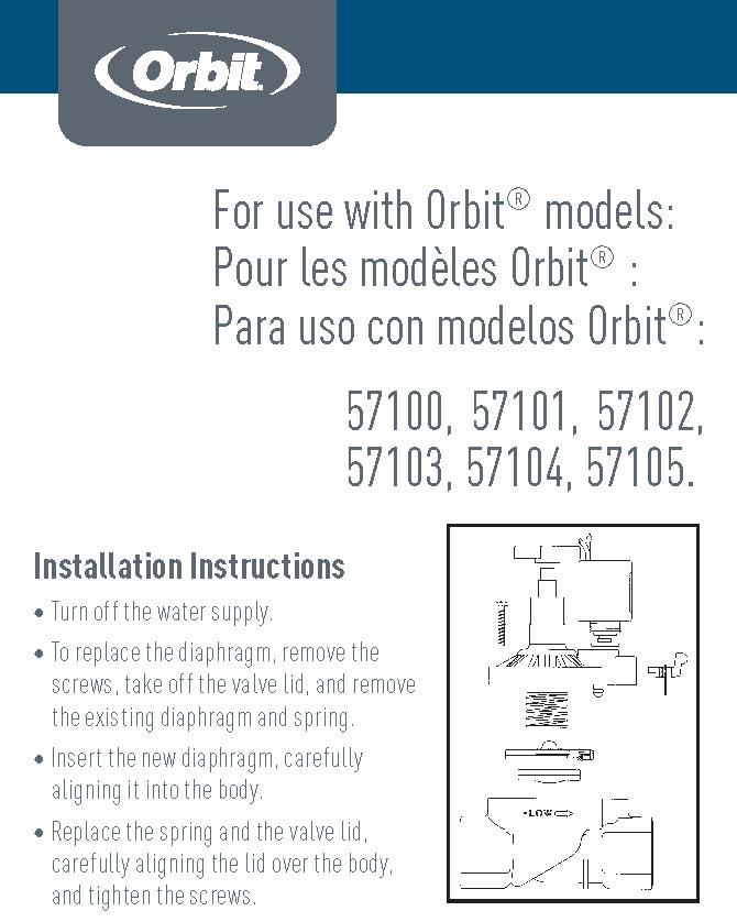 Orbit 57045 100-Series Diaphragm Repair Kit, Black - size: Small