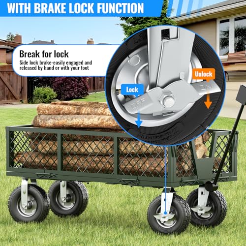 8 inch Casters Wheels, Heavy Duty Casters Set of 4 Load 880lbs with Brake, Locking Swivel Plate Caster, Industrial Castor Wheels for Workbench, Cart, Trolley, Wagon and Shelves - size: 8 inch (2 Swivel with Brake-No Direction Lock)