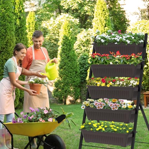 TOREVSIOR 5-Tier Vertical Raised Garden Bed, Elevated Herb Planter Box