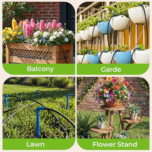 Solar Drip Irrigation System Kit, Auto Plant Waterer for 15 Pots