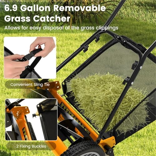 14 inch Push Lawn Mower with Grab Bag - Orange