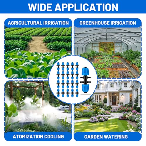 20 Pcs 1/2 to1/4 Inch Drip Irrigation Fittings Drip Line Reducer Tee Connectors, Anti-Drop Locked Nut Barbed Reducer 6 Way Tee Connectors Irrigation Parts - size: 20P 1/2 to 1/4 6-Way Connectors