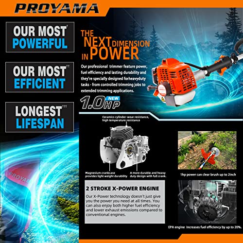 PROYAMA 26cc Gas Powered Weed Eater Wacker, String Trimmer, Brush Cutter - size: 26cc
