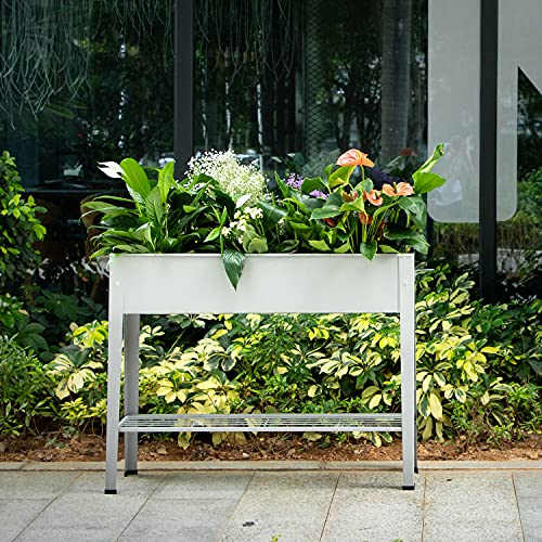 Metal Raised Garden Bed,Raised Planter Box with Legs,Herbs and Vegetables Planter Suitable for Outdoor Patio Deck and Porch (Gray) - color: Standard Gray