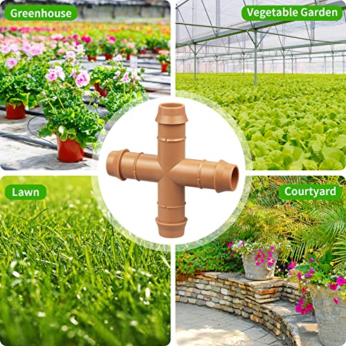 14 Pcs Drip Irrigation Cross Fittings 1/2 Inch, Drip Line Parts Four Way Connectors for 1/2" Irrigation Tubing, Barbed 4 Way Coupling Tee Irrigation System Replacement for Sprinkler Systems - color: 14P Cross