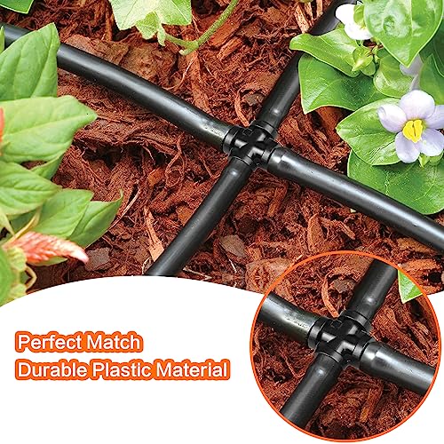 1/4" Drip Irrigation Cross Fittings, 45 Pieces Barbed 4-Way Cross Irrigation Parts for 1/4 Inch Drip Tubing, Drip Line 4-way Tee Connectors T Parts for Sprinkler Garden Lawn - size: 4/7mm Cross-40P