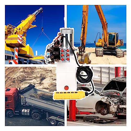 Hydraulic Pump 6 Way 6 Quart Hydraulic Power Unit 1.6-3KW Hydraulic Lift DC 12V 3200 PSI Double Phase Electric Hydraulic Car Lift Pump for Car Lifting Platforms - size: 6 Quart & 12V