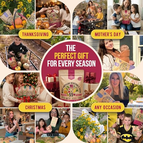 55 Vegetable Seeds Variety Pack - 35,600+ Non-GMO Heirloom Seeds for Planting Vegetables and Fruits in Individual Seed Packets, Home Garden Seeds for Hydroponic, Indoor and Outdoors Gardening