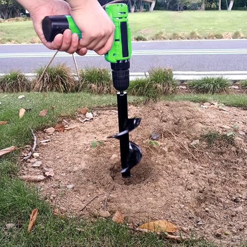 Auger Drill Bit for Planting - 4"X16" Heavy-Duty Auger Post Hole Digger for Fence - 3/8" Hex Drive Drill - size: 4"X16"