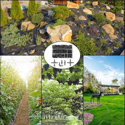 Unoutur 600 Pcs Barbed Connectors Drip Irrigation Fittings Kit, 1/4" Drip Irrigation Kit for Garden Flower Pot Greenhouse Lawn (Straight Barbs,Single Barbs,Tees,Elbows,End Plug,4-Way Coupling) - size: 600 Pcs (1/4" Barbed Connectors)