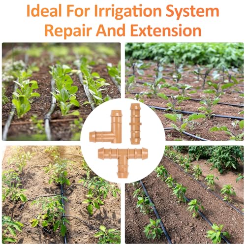 Drip Irrigation Fittings Kit for 1/2" Tubing, 21 Pieces Drip Line Barbed Connectors for 1/2 Inch Irrigation Tubing Includes 7 Couplings 7 Tees 7 Elbows - size: 1/2" 24P Barbed Fittings